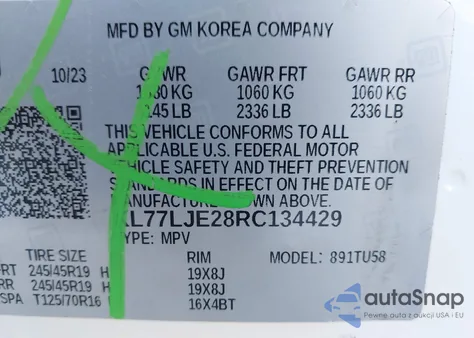 2024 Chevrolet Trax Fwd 2Rs from USA, damaged, VIN KL77LJE28RC134429